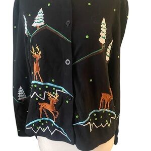Michael Simons Winter scene button cardigan